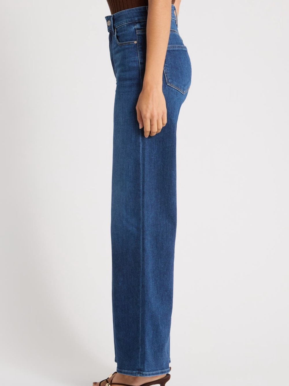 PAIGE High-Rise Wide Leg Jeans in Deep Blue Wash - Picture 4 of 12